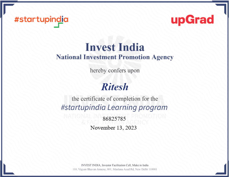 Startup Learning Program - UpGrad & #startupindia